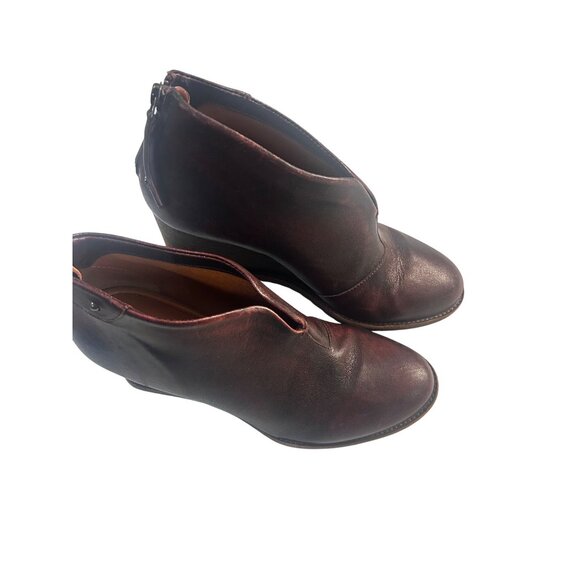 TRASK Tenley Wedge Ankle Bootie Boot Sz 6.5 BURGUNDY Heel Boho Western - Picture 3 of 6